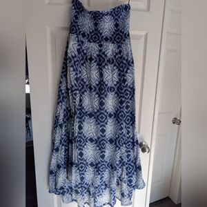 Billabong Designer's Closet Blue & White Strapless Dress